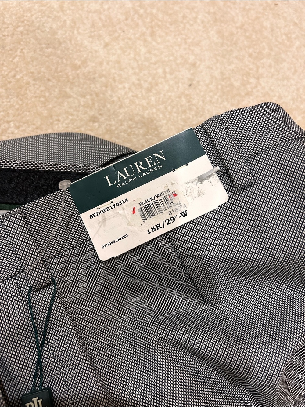 Boys Lauren Ralph Lauren Black and White Microdot Dress Pants
